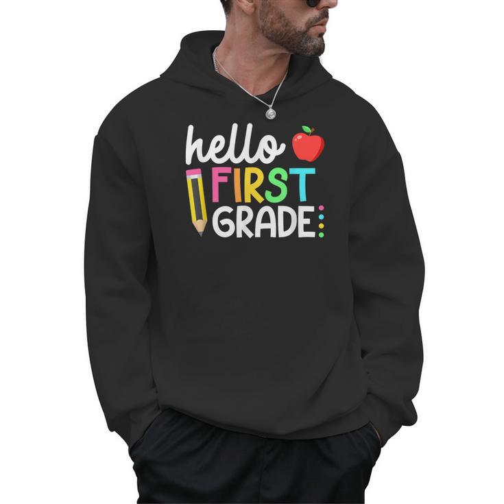 Hello First Grade Team 1st Grade Back To School Teacher Kids Men Hoodie