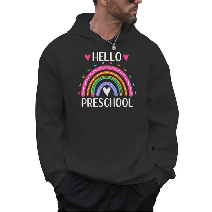Hello Preschool Teacher Student Girls Rainbow Back To School Men Hoodie
