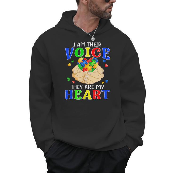I Am Their Voice They Are My Heart Autism Awareness Teacher Men Hoodie