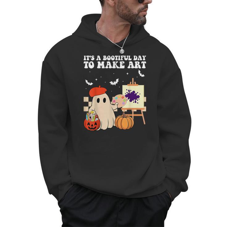 It's A Bootiful Day To Make Art Groovy Art Teacher Halloween Men Hoodie