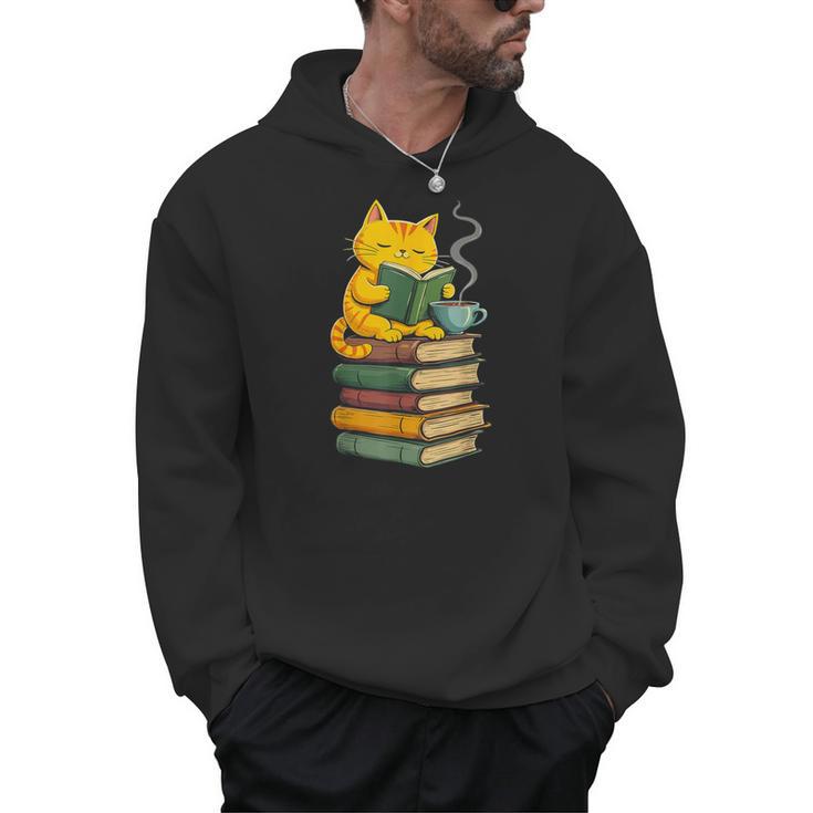 Kawaii Cats Lover Coffee Books Teacher Librarian Cat Men Hoodie, trending gift