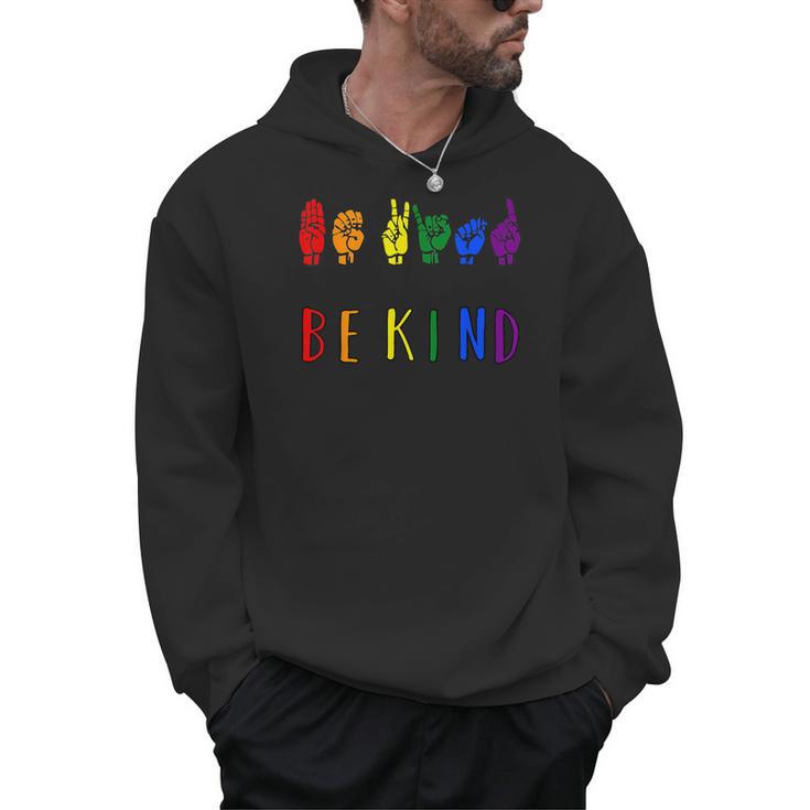 Be Kind Pride Sign Language Rainbow Teachers Interpreter ASL Men Hoodie