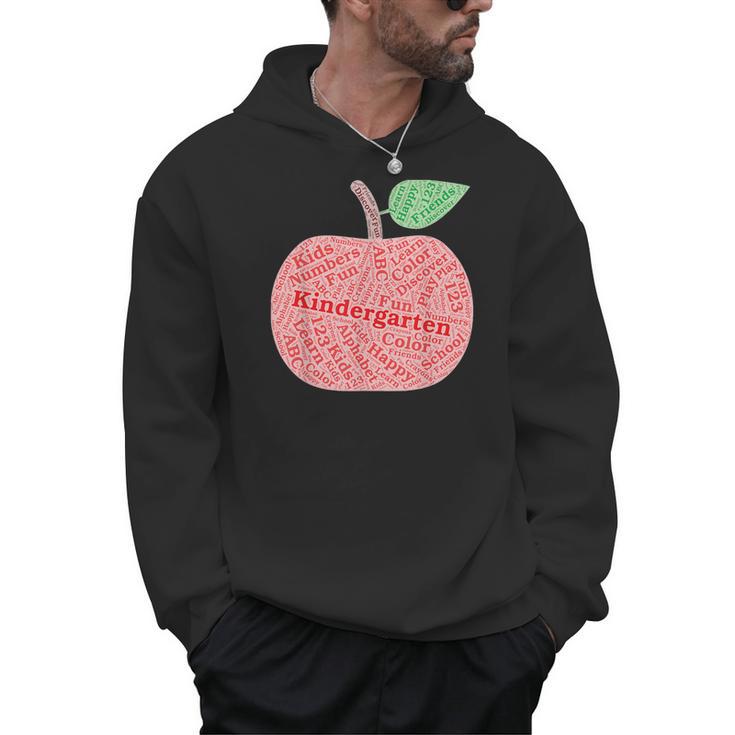 Kindergarten Apple Word Art For Teachers & Students Men Hoodie