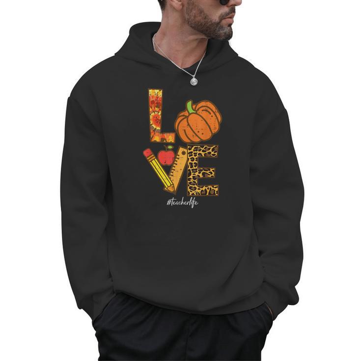 Leopard Pumpkin Love Teacher Life Thanksgiving Fall Women Men Hoodie