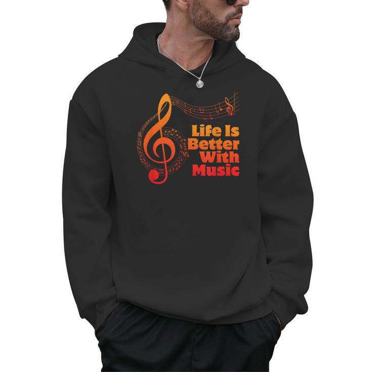 Life Is Better With Music Theory Musician Teacher Notes Clef Men Hoodie
