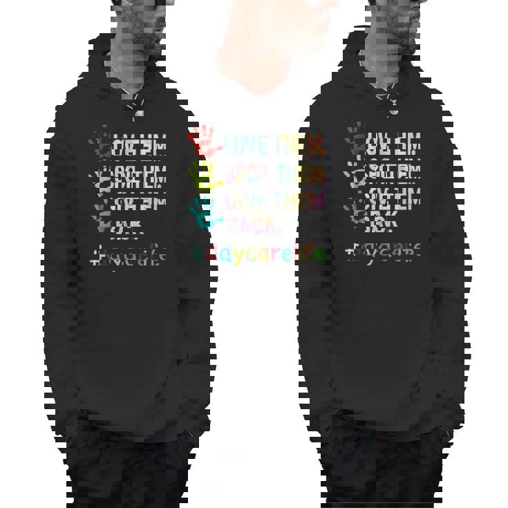 Love Daycare Provider Childcare Teacher Tie Dye Men Hoodie
