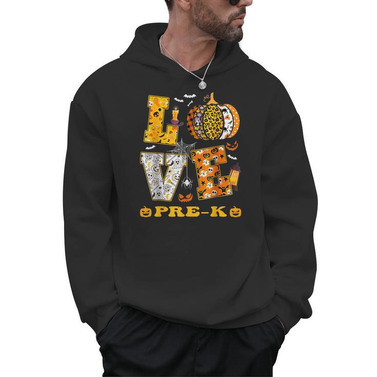LOVE Pre-K Pumpkin Teacher Student Halloween Costume Men Hoodie