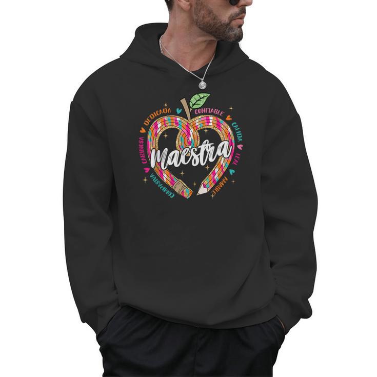 Maestra Pencil Spanish Teacher Bilingual 100 Days Of School Men Hoodie