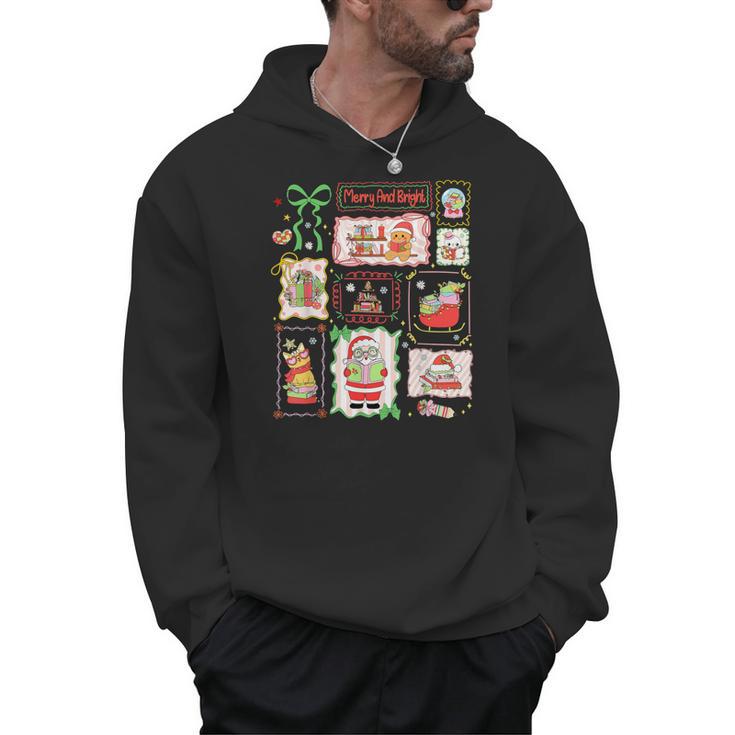 Merry And Bright Christmas Gingerbread Santa Book Teacher Men Hoodie