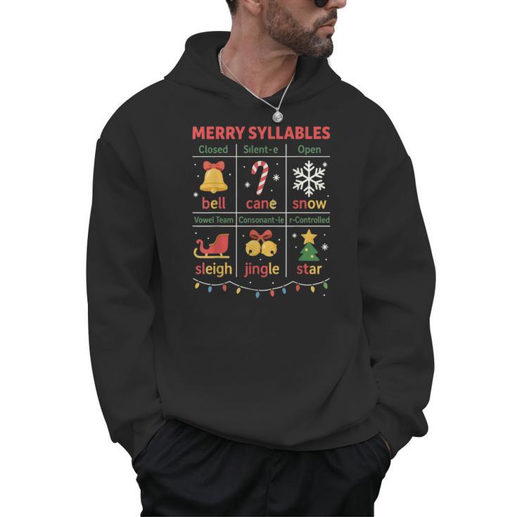 Merry Syllables Teacher Christmas Educational Kids Men Hoodie