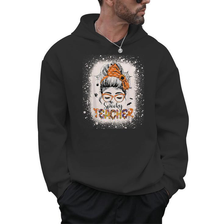 Messy Bun Spooky Teacher Bleached Halloween Teachers Men Hoodie