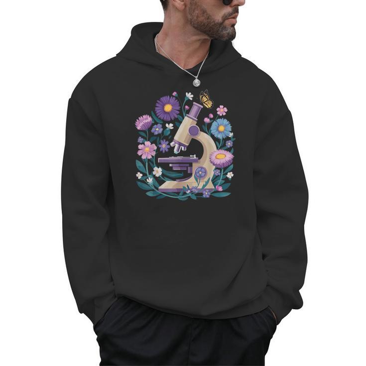Microscope Flower Butterfly Biology Science Teacher Student Men Hoodie