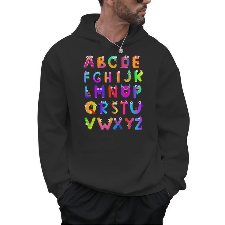 Monster ABC Cute Alphabet Halloween Teacher Costume Kids Men Hoodie