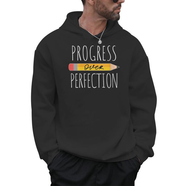 Motivational Progress Over Perfection Back To School Teacher Men Hoodie