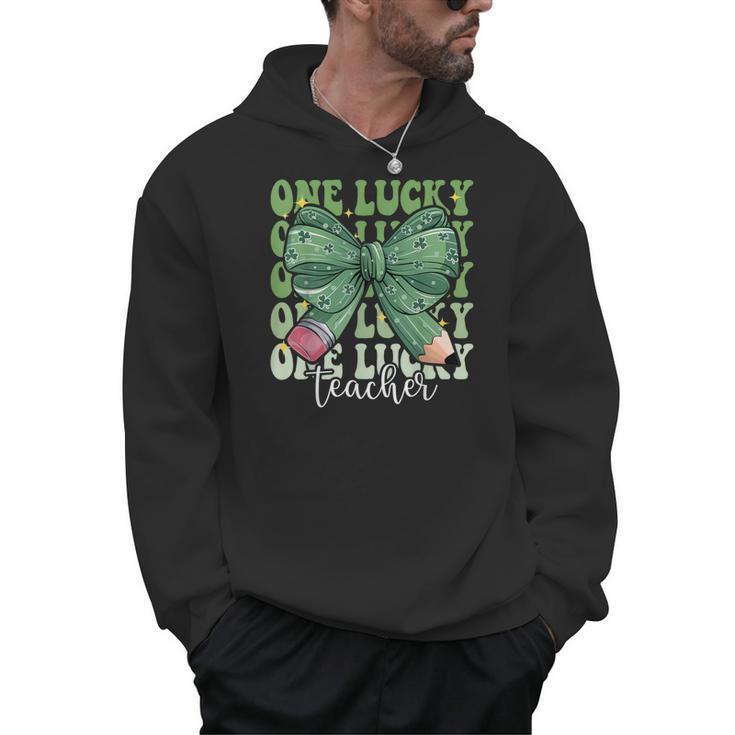 One Lucky Teacher Coquette Bow St Patricks Day Teacher Men Hoodie