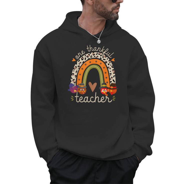 One Thankful Teacher Thanksgiving Turkey Rainbow Fall Men Hoodie