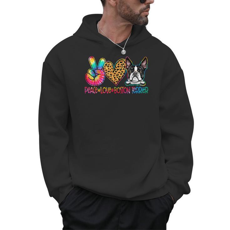 Peace Love Boston Terrier Tie Dye Dog Lover For Men Women Girls Kids Men Hoodie