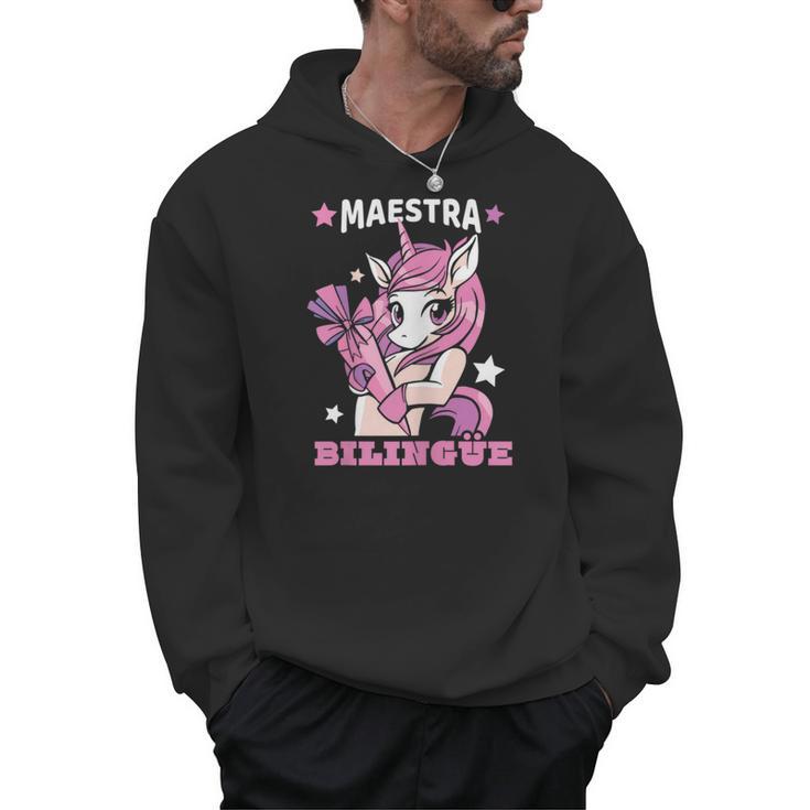 Pink Unicorn Spanish Teacher Regalos Para Bilingue Teacher Men Hoodie