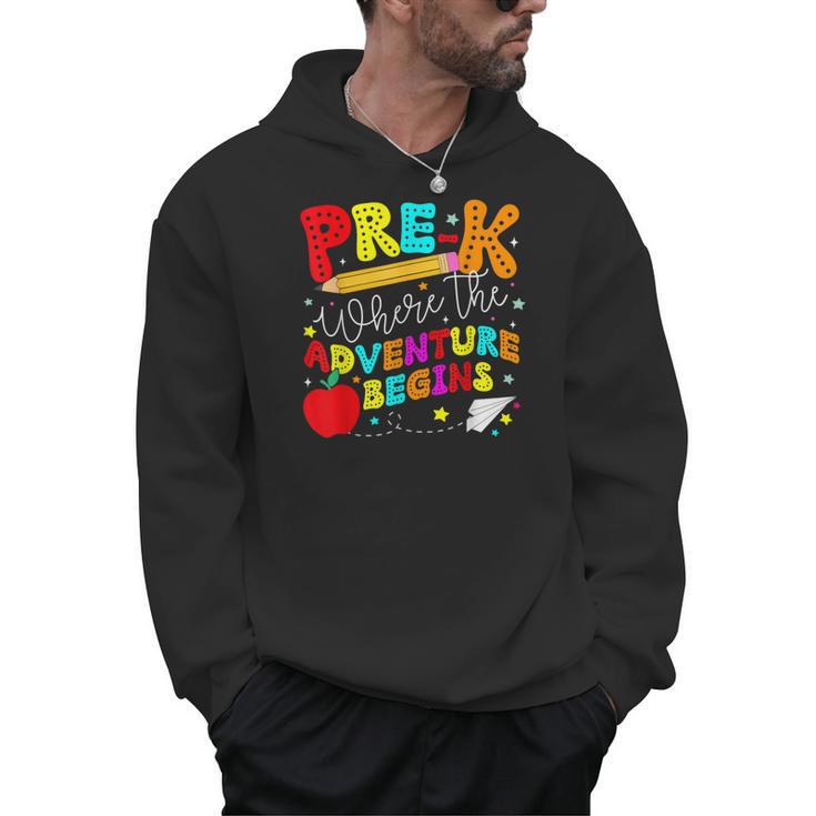 Pre-k Where The Adventure Begins First Day Of Prek Teacher Men Hoodie