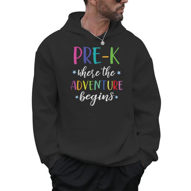 Pre-K Teacher Adventure Begins First Day Preschool Teachers Men Hoodie