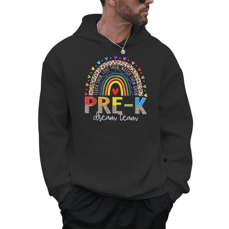 PreK Dream Team Leopard Rainbow Teacher Squad Back To School Men Hoodie