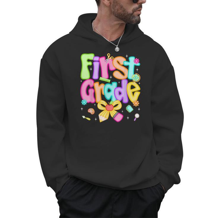 Preppy First Grade Back To School 1st Grade Teacher Girl Kid Men Hoodie