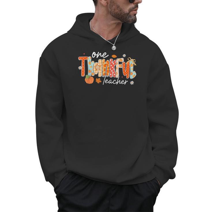 Preppy One Thankful Teacher Coquette Thanksgiving Teacher Men Hoodie