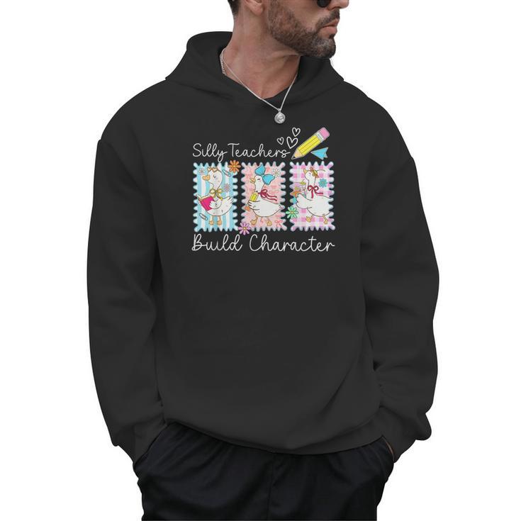 Preppy Silly Teacher Goose Build Character Back To School Men Hoodie