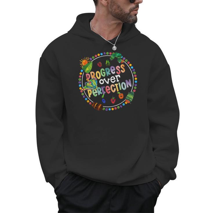Progress Over Perfection Caterpillar Back To School Teacher Men Hoodie