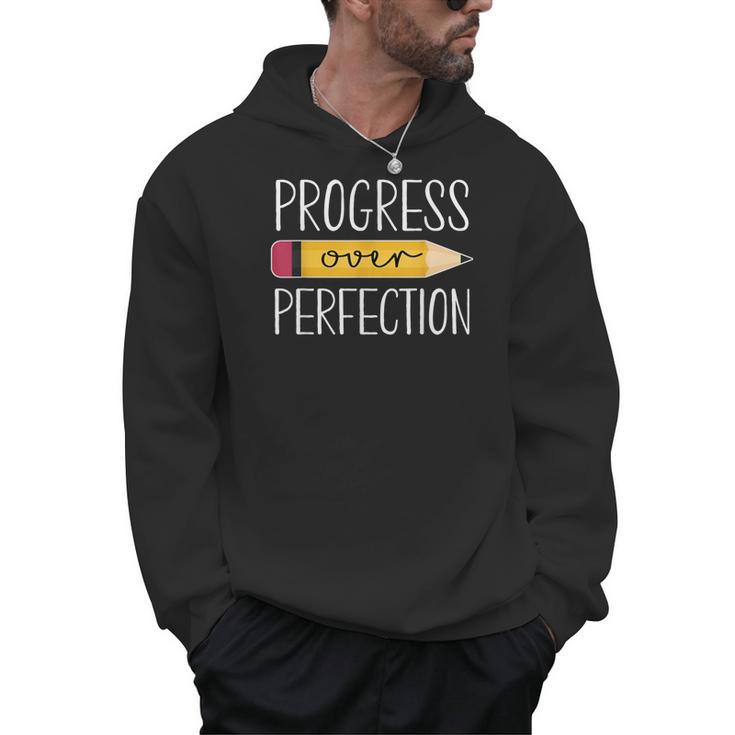 Progress Over Perfection Motivational Back To School Teacher Men Hoodie