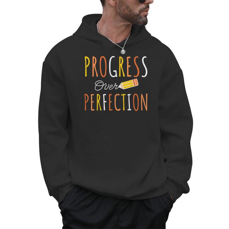 Progress Over Perfection Teacher Pencil Back-To-School Men Hoodie