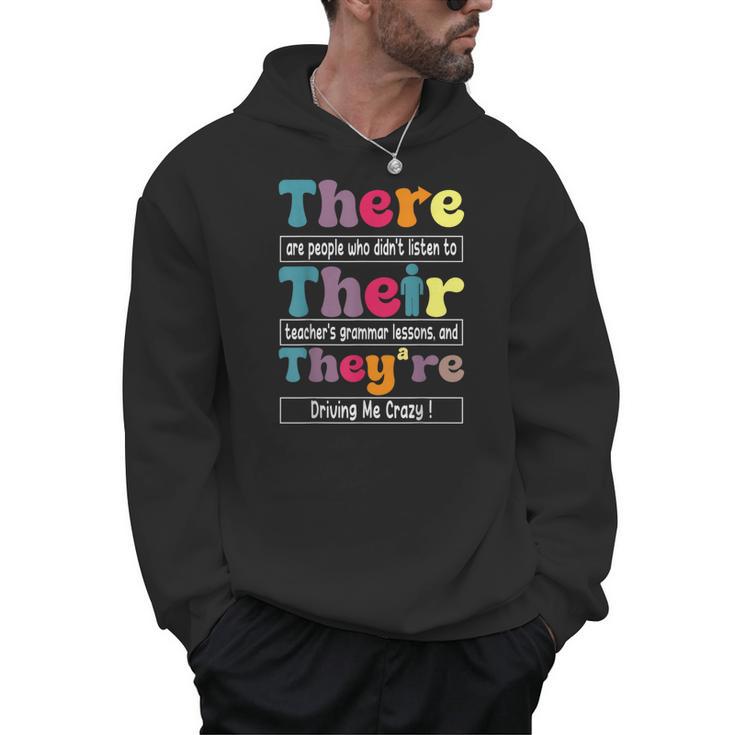 There Their They'Re English Teacher Grammar Memes Men Hoodie