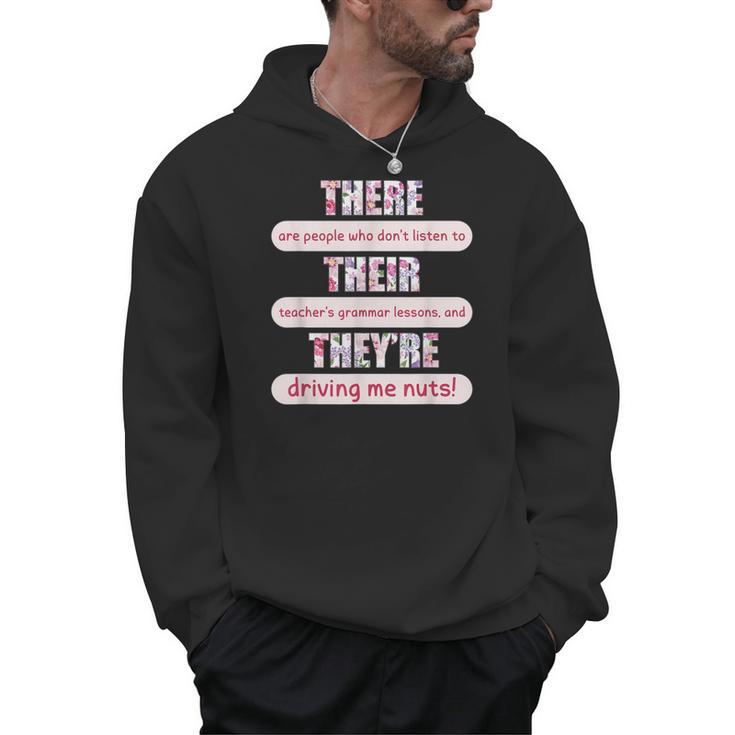 There Their They'Re Teacher English Grammar Police Men Hoodie