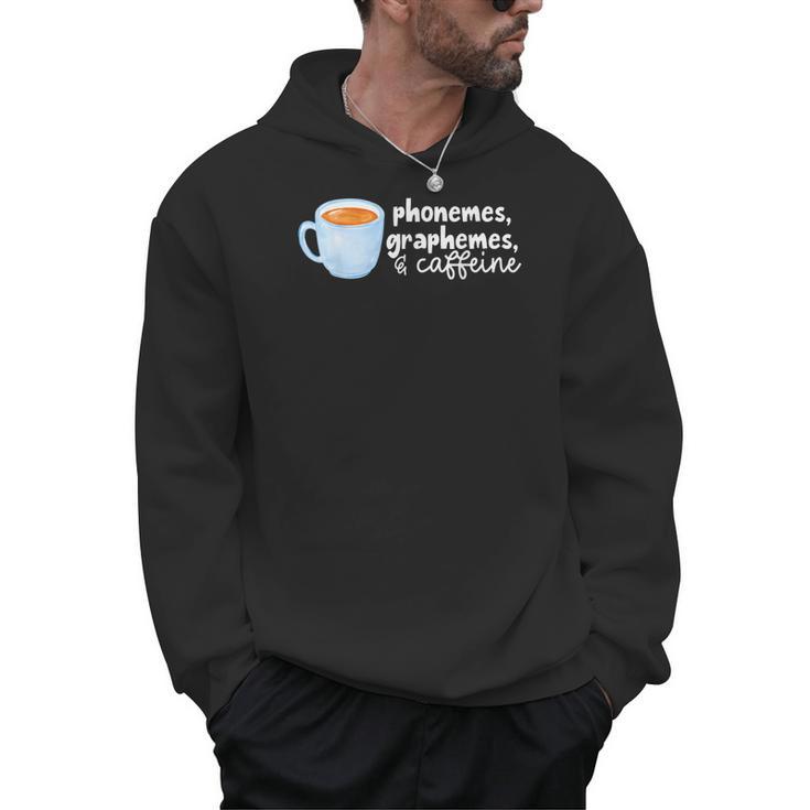 Reading Interventionist Specialist Teacher Phonemes Graphemes And Caffeine Reading Intervention -Adults Classic Fit Short Sleeve Men Hoodie