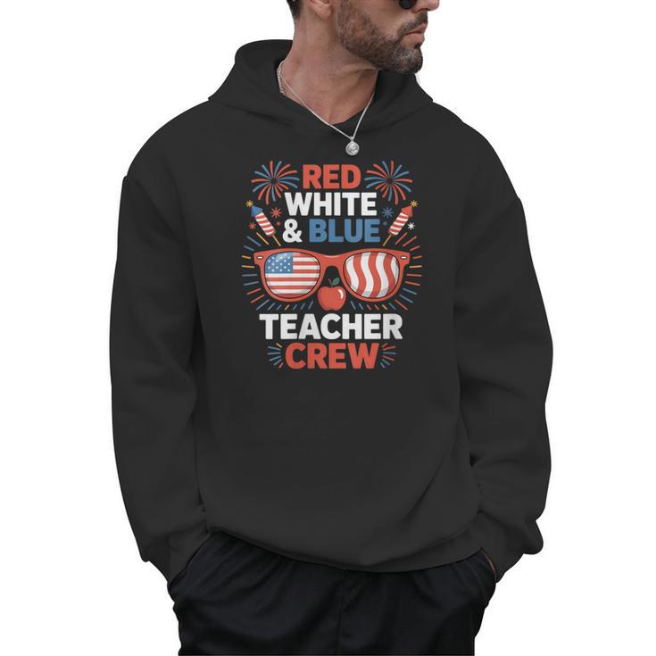 Red & Blue Teacher Crew Shirt 4th Of July Sunglasses Men Hoodie