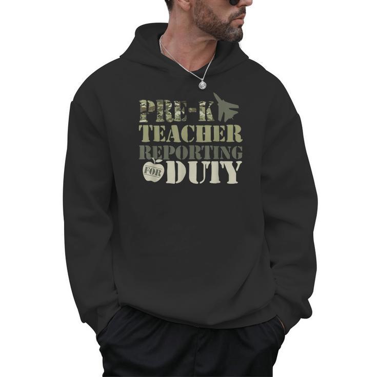 Retro Back To School Women Old Camo Pre-K Teacher Men Hoodie
