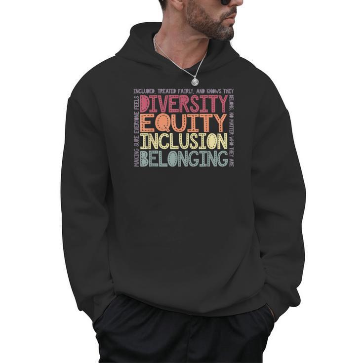 Retro Diversity Equity Inclusion Belonging DEIB Teacher Men Hoodie