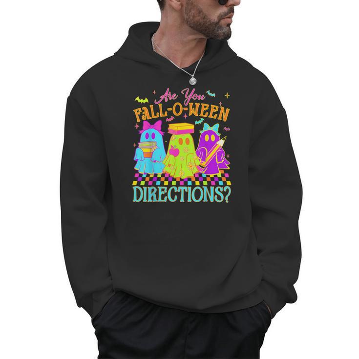 Retro Are You Falloween Direction Teacher Spooky Halloween Men Hoodie