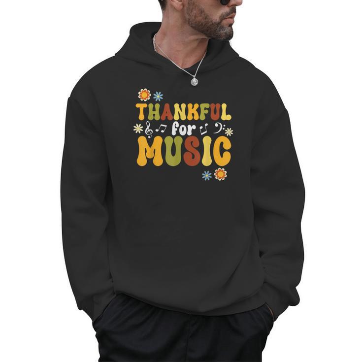 Retro Thankful For Music Floral Music Teacher Thanksgiving Men Women Men Hoodie