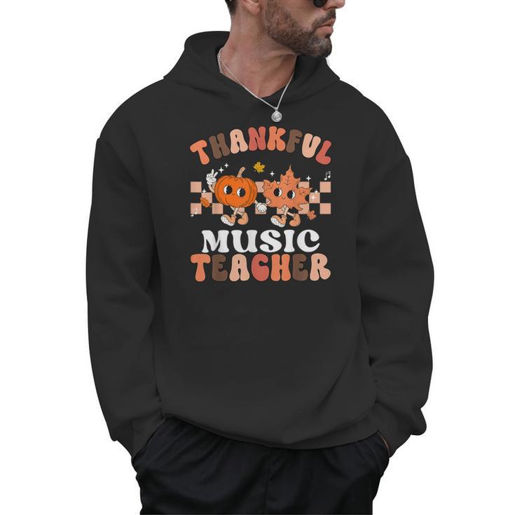 Retro Thankful Music Teacher Pumpkin Fall Thanksgiving Men Hoodie