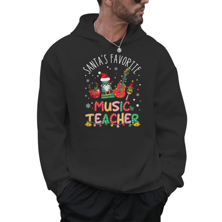 Santa's Favorite Music Teacher Christmas Santa Hat Matching Men Hoodie