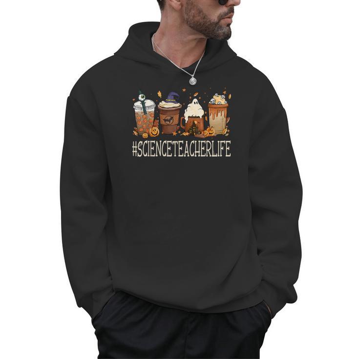 Science Teacher Horror Fall Coffee Halloween Pumpkin Autumn Men Hoodie