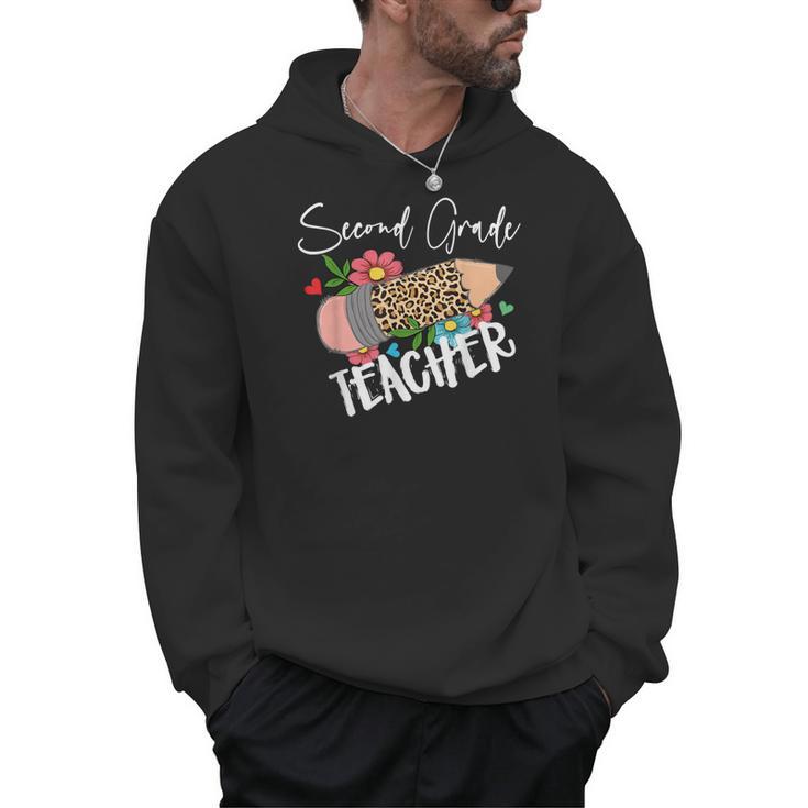 Second Grade Teacher Leopard Pencil 2nd Grade Women Teacher Men Hoodie
