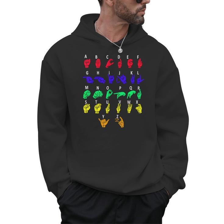Sign Language Alphabet For ASL Interpreter Deaf Teacher Stud For Men Women Girls Kids Men Hoodie