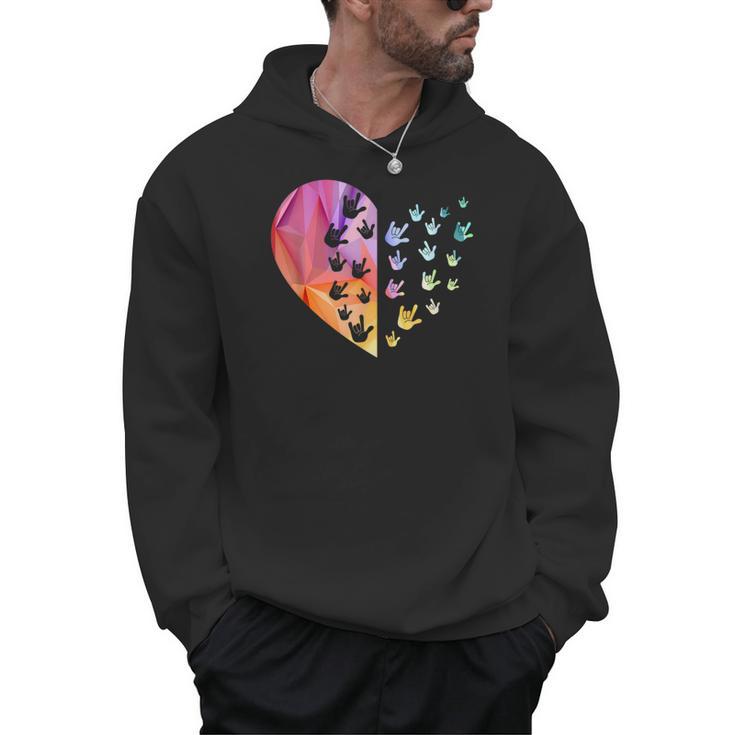 Sign Language Heart ASL For Deaf Teacher Men Hoodie