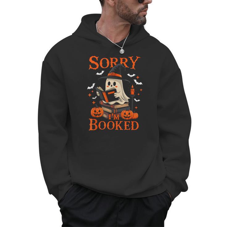 Sorry I'm Booked Ghost Reading Book Lover Teacher Halloween Men Hoodie
