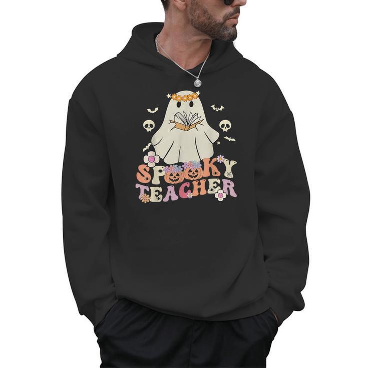 Spooky Teacher Groovy Retro Ghost Teacher Halloween 2023 For Men Women Kids Men Hoodie