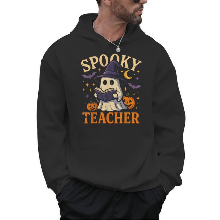 Spooky Teacher Halloween Cute Ghost Pumpkin Reading Women Men Hoodie