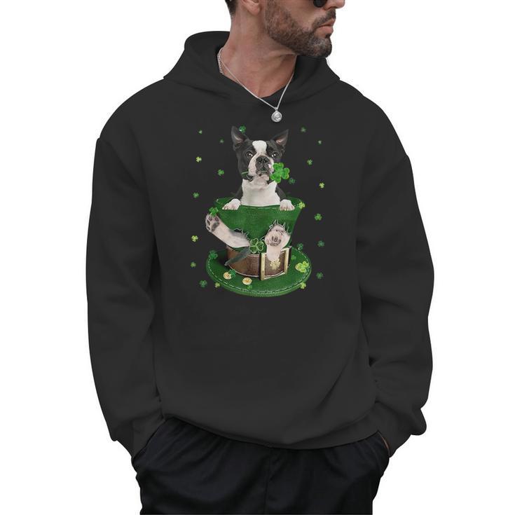 St Patrick's Day Leprechaun Boston Terrier Dog Shamrock For Men Women Kids Men Hoodie