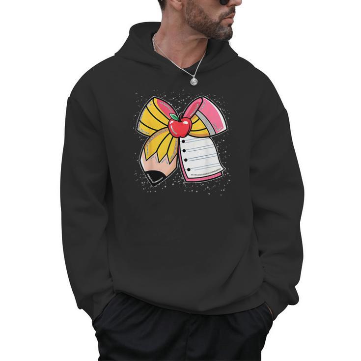 Student Teacher Coquette Bow Pencil Back To School First Day Men Hoodie